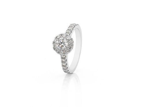 Claw set Halo Diamond Ring