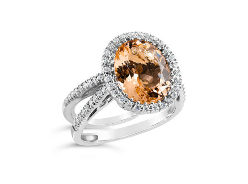 White Gold Morganite and Diamond split band ring