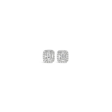 Emerald Halo Diamond Earrings