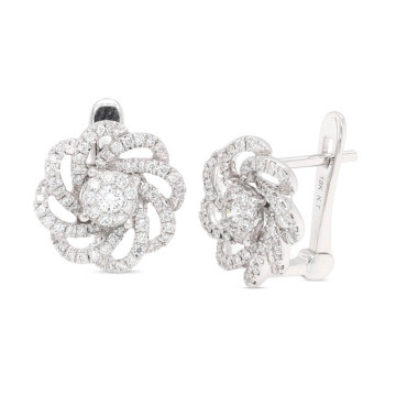 14ct White gold Floral Diamond Earrings